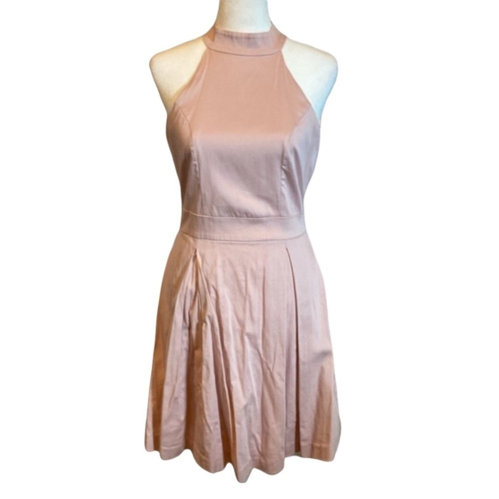 Zara Basic Colllection halter dress, flared skater skirt. Sz S. Dusty pink.